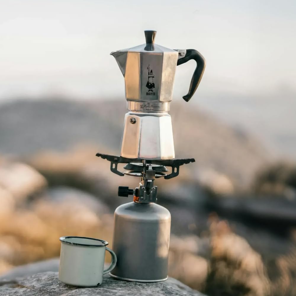 Bialetti Moka Express Ikonische Herdplatten-Espressomaschine, Aluminium, 270 ml, Silber/Schwarz