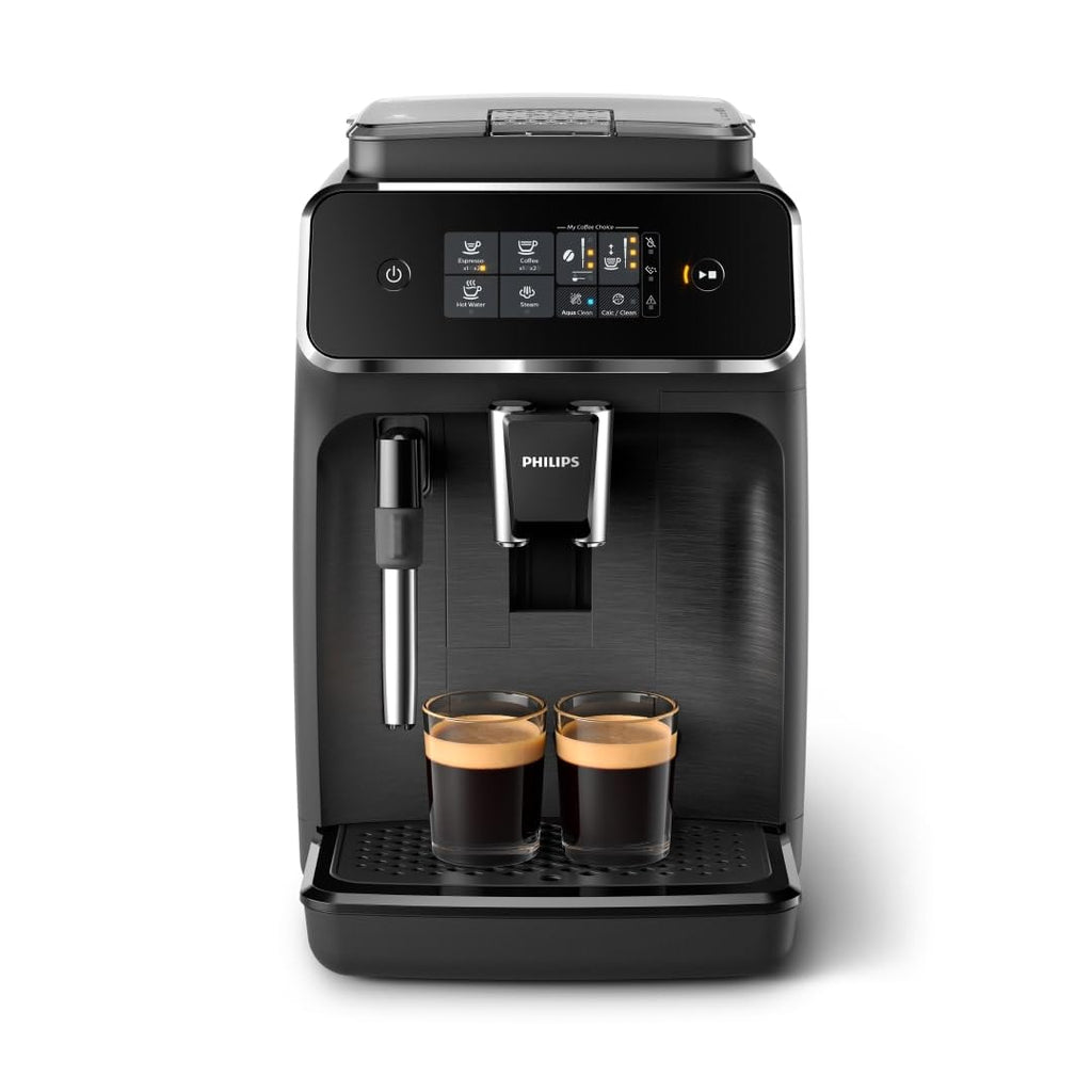 Philips 2200 Series Kaffeevollautomat - 2 Kaffeespezialitäten, Touch-Display, klassischer Milchaufschäumer, Keramikmahlwerk, Mattschwarz (EP2220/10)