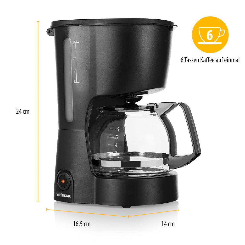 Tristar Kaffeemaschine, 6 Tassen Kapazität, 600W, Warmhaltefunktion, Automatische Abschaltung, Permanentfilter, Anti-Tropf-System, Kompakt und Tragbar, Leicht zu Reinigen, CM-1246