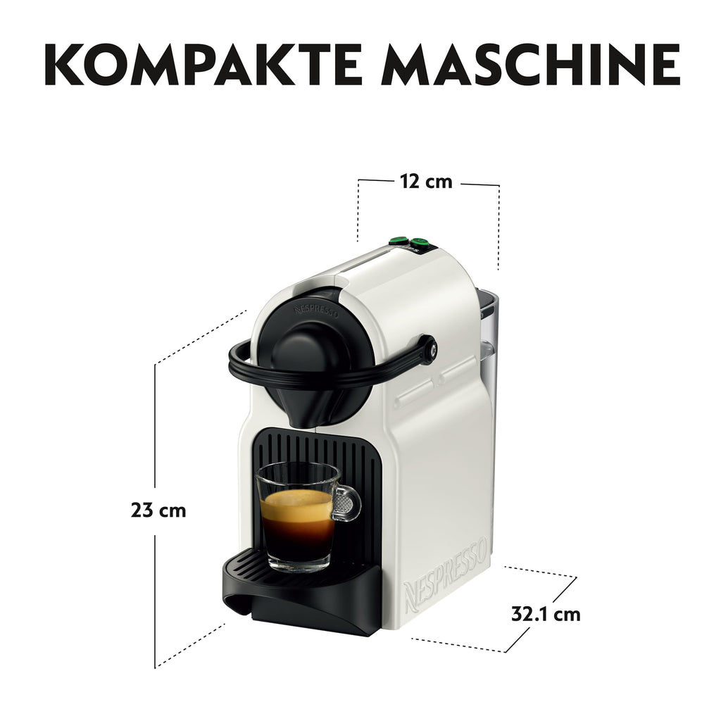 Nespresso Krups Inissia XN1001 Kapselmaschine, kurze Aufheizzeit, kompaktes Format, Kaffeemenge einstellbar, Direktwahltaste, automatischer Kapselauswurf, 0.7 L, 34.2 x 19.1 x 32.7 cm, Weiß