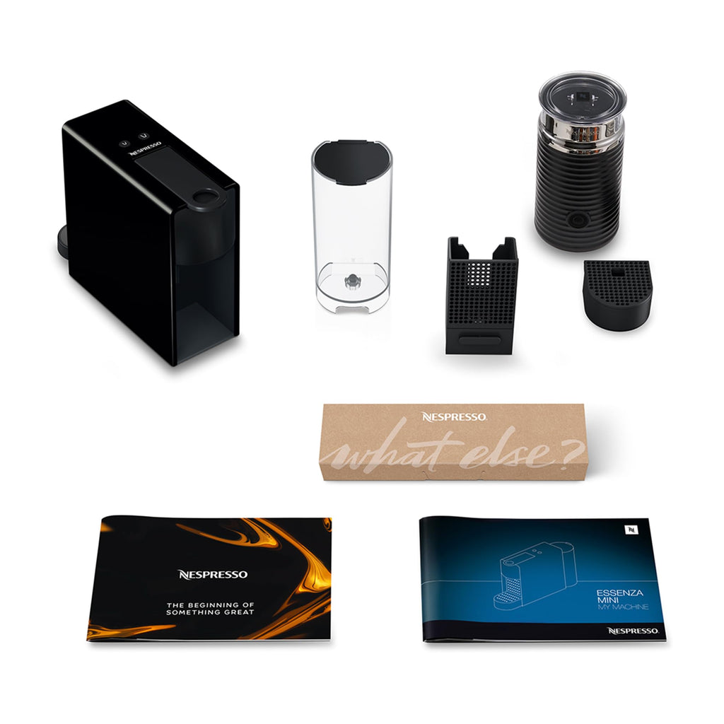 Nespresso Krups Essenza Mini Kaffeekapselmaschine, 7 Kapseln, 19 bar, Energiesparmodus, 1260 Watt, ‎0,6 l Wassertankvolumen, sehr kleines Gehäuse, schwarz, Energieklasse A, XN1108