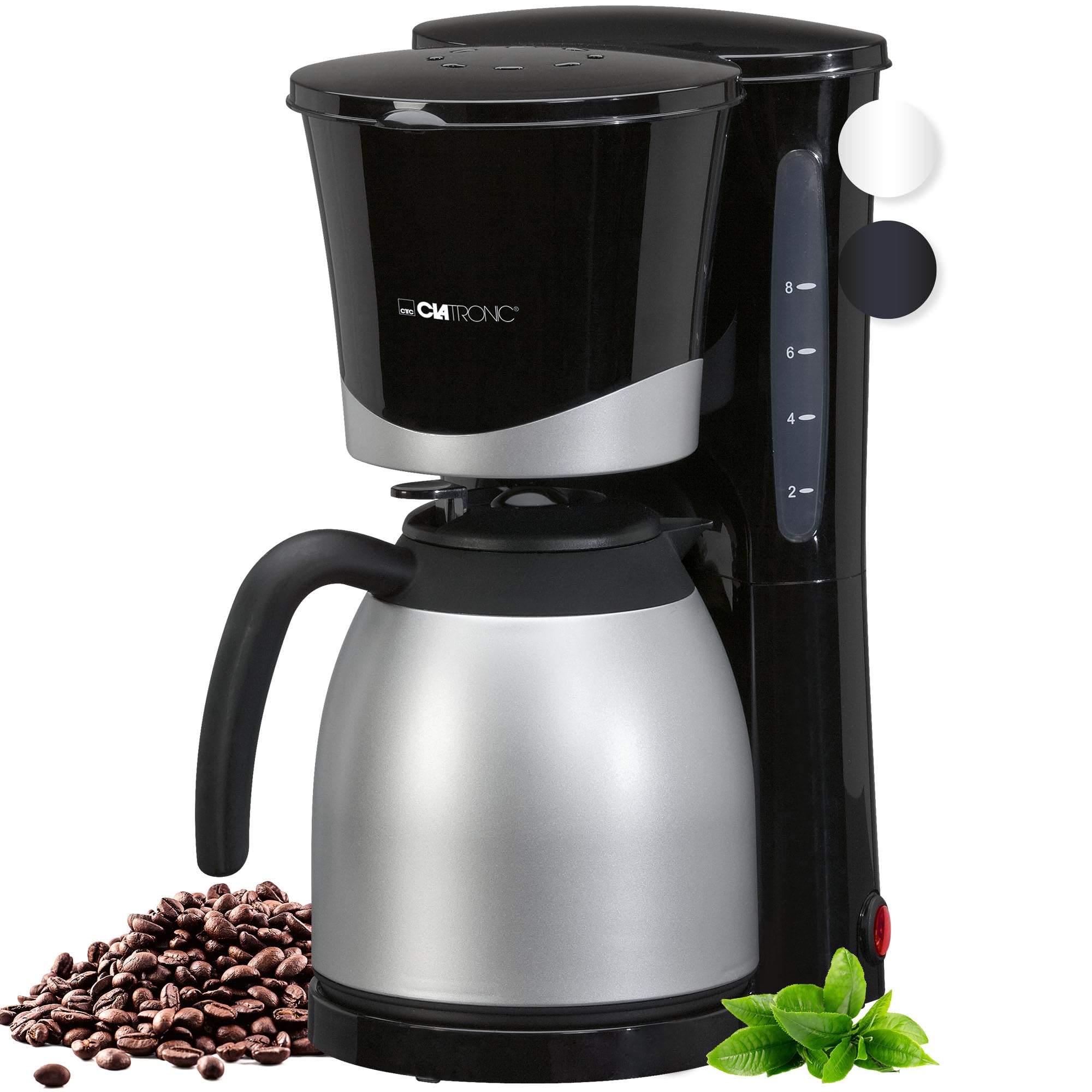 Clatronic® Kaffeemaschine mit Thermoskanne | für 8-10 Tassen Kaffee | kein Temperaturverlust | Filterkaffeemaschine | 1 Liter | Coffee machine | Filterkaffeemaschine mit Thermoskanne | KA 3327 schwarz